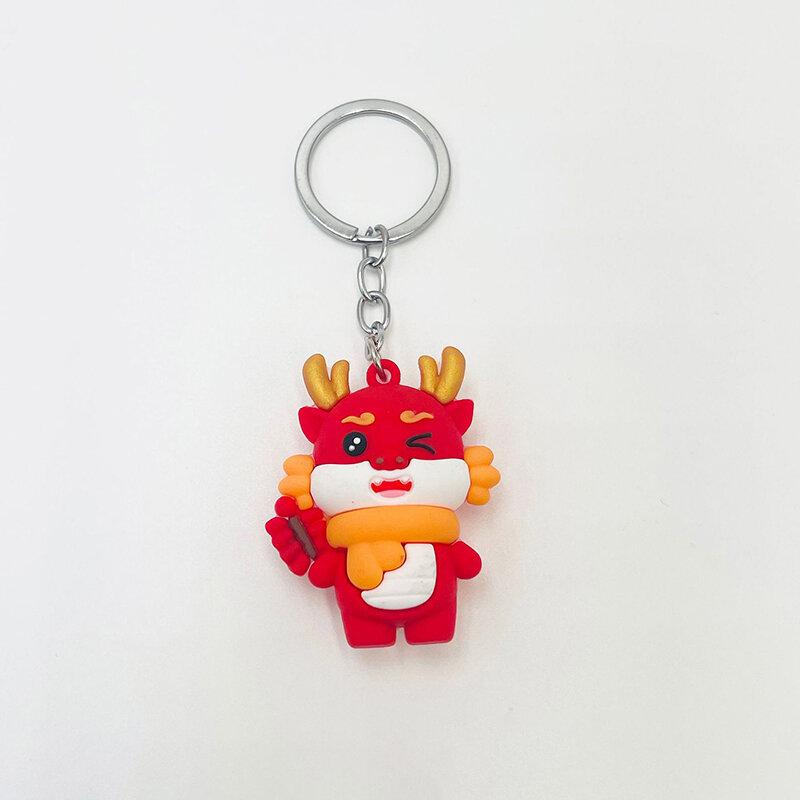 2024 Dragon Year Keychain Cute Cartoon Soft Rubber Dragon Doll Keyring For Car Key Chain Bag Pendant Backpack Decor Jewelry Gift