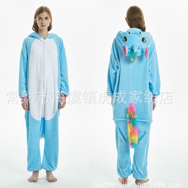 Women Kigurumi Unicorn Pajamas Flannel Jumpsuit Winter Suit Onesie Full Body Unisex Adult Sleepwear Oversize Kid Bodysuit