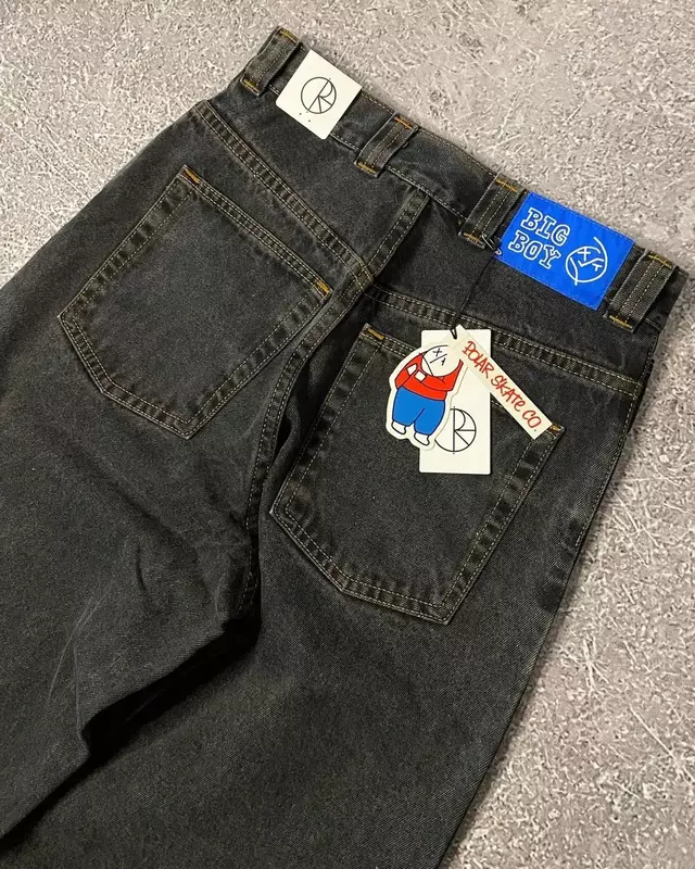 Y2K Big Boy Jeans kobiety nowy Harajuku Hip Hop kreskówka haft graficzny workowate dżinsy spodnie wysoki stan szerokie z szeroką nogawką Streetwear