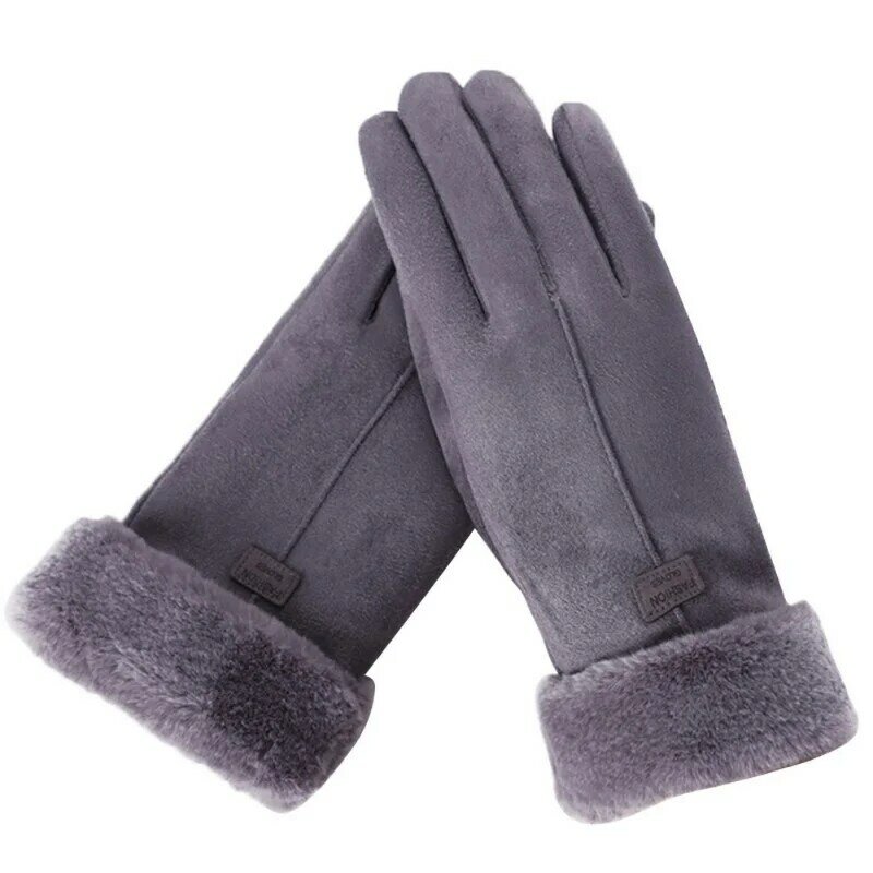 Новинка 2022, модные женские перчатки на осень и зиму, милые пушистые теплые варежки, варежки с закрытыми пальцами, женские уличные спортивные женские перчатки, перчатки для экрана