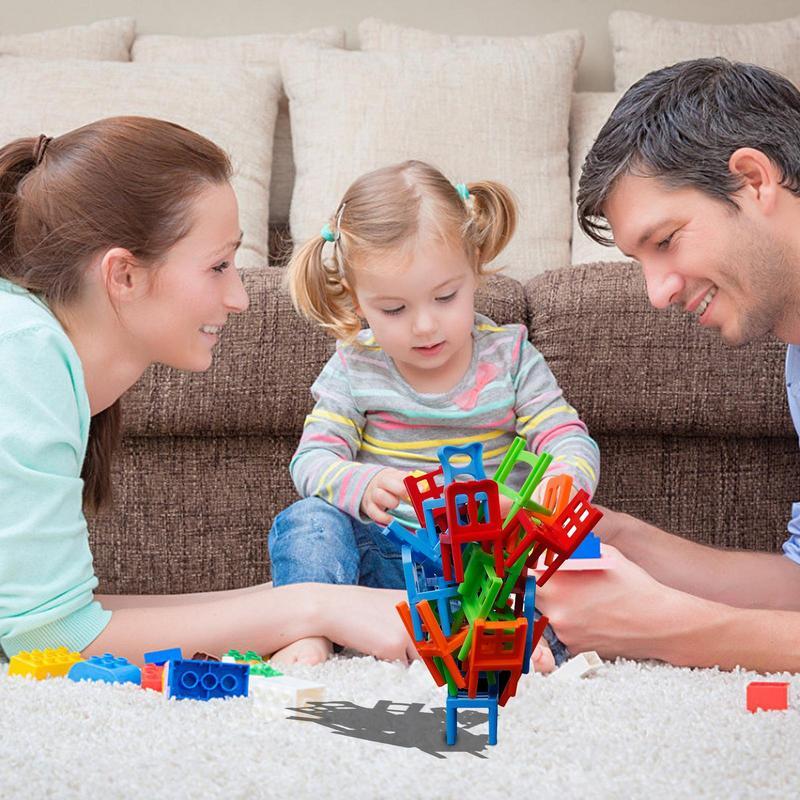 Silla de apilamiento para niños, juguete de 24 piezas, divertido equilibrio, bloques de construcción coloridos, juego educativo familiar, juego de mesa