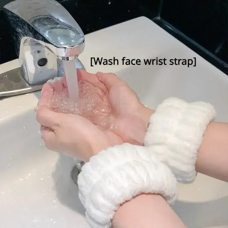 2 buah satu pasang cuci wajah dan gelang tangan menyerap air olahraga keringat gelang pengelap pita rambut tahan kelembaban lengan pelindung pergelangan tangan