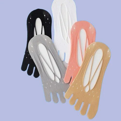 Calcetines de cinco dedos con tirantes para mujer, medias invisibles poco profundas, absorbentes del sudor, 5/10 pares