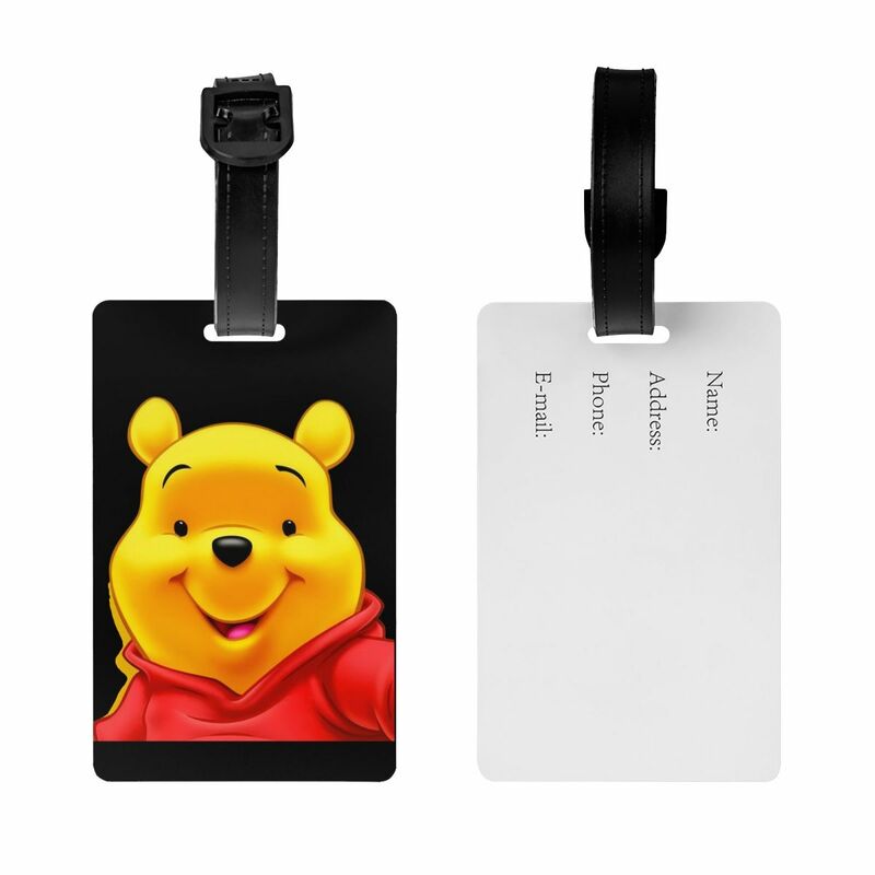 Etiqueta de equipaje personalizada Winnie The Pooh, oso de dibujos animados, bolsa de viaje, Maleta, cubierta de privacidad, etiqueta de identificación