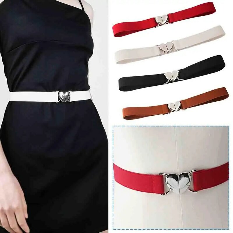 Cintura elástica fina para mulheres, fêmea na moda, coração do amor, cinto de metal, casaco cinch, cinto de cintura, cinto, acessórios, W3D6