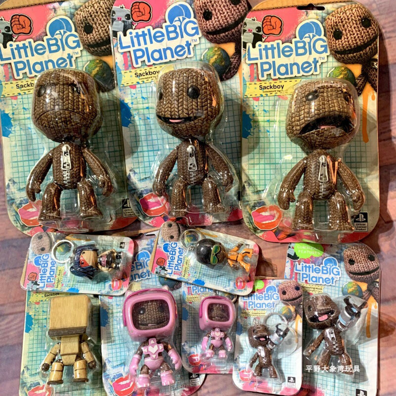 Little Big Planet Afro Sackbot Action Figure Movable Joints Toys Keychain Pendant Game Sackboy Model Toys Birthday Gift for Kids