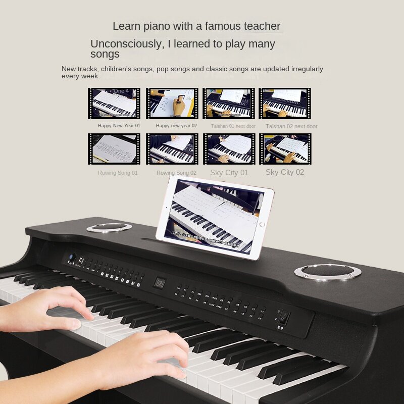 Piano infantil de madeira órgão eletrônico brinquedo 61 chave iluminação instrumento musical pode ser jogado