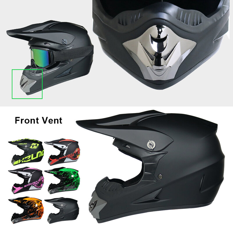 Helm sepeda gunung model ventilasi udara, helm sepeda wajah penuh, helm skuter latar belakang warna hijau hitam
