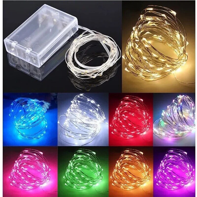 1M 2M 5M 10M Copper Wire LED String Lights Battery Operate Holiday Lighting for Christmas Wedding Party Decoration
