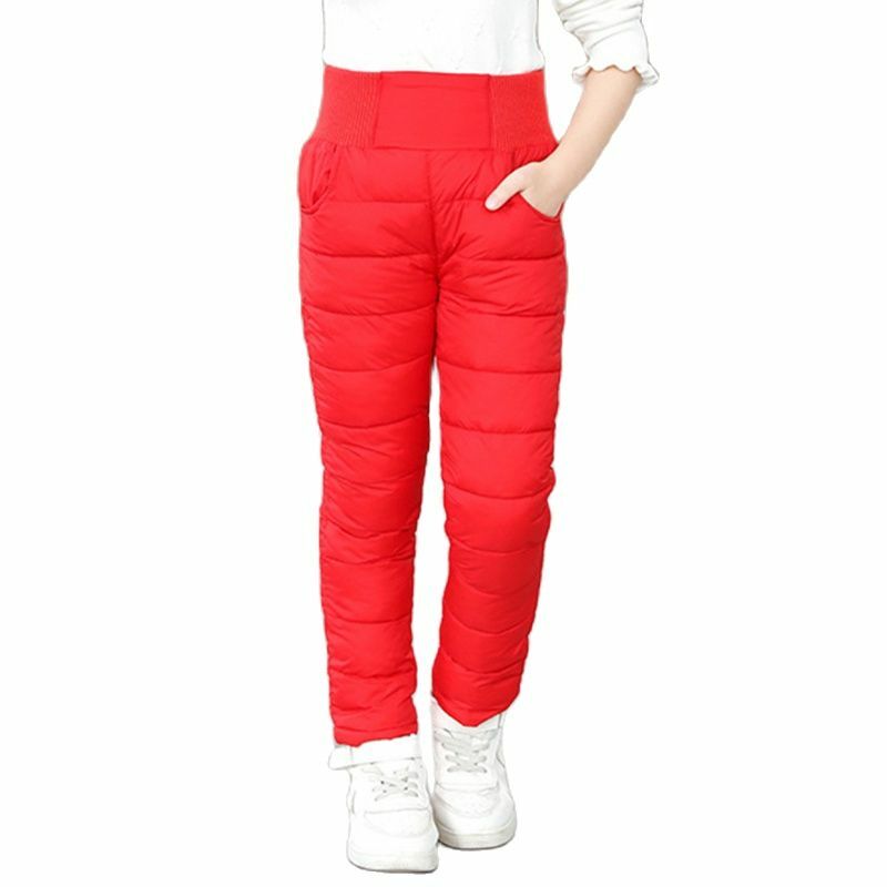 Pantalon imperméable avec doublure en coton pour les enfants,vêtement chauffant avec taille haute pour les garçons et les filles, idéal pour l'hiver et le ski, 9/10/12 ans,