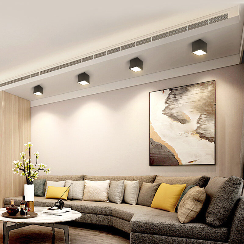 Светодиодный светильник с поверхностным креплением, минималистичный квадратный потолочный светильник в скандинавском стиле для гостиной, прожектор для дома, коридора