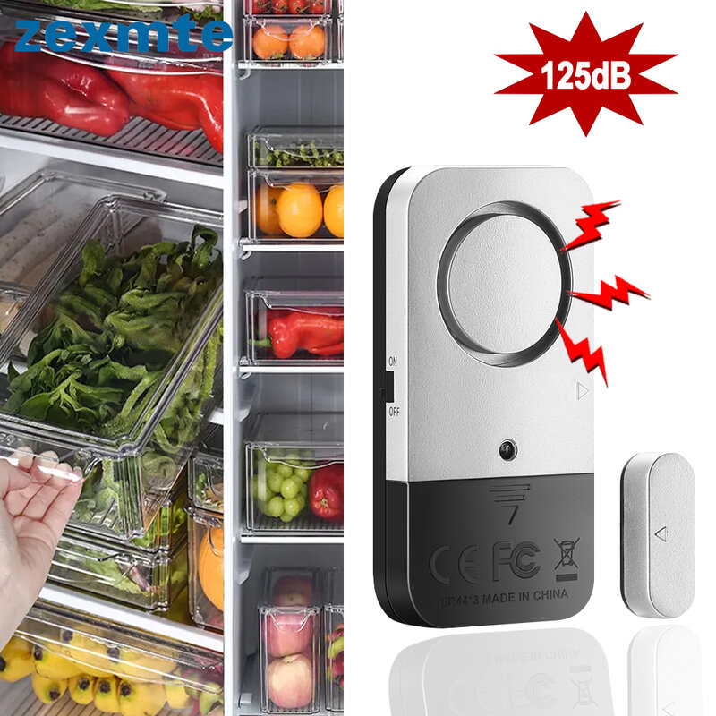 Zexmte-Sensor de alarma para puerta y ventana, sistema antirrobo inalámbrico de apertura de puerta de refrigerador para casa inteligente, 125dB