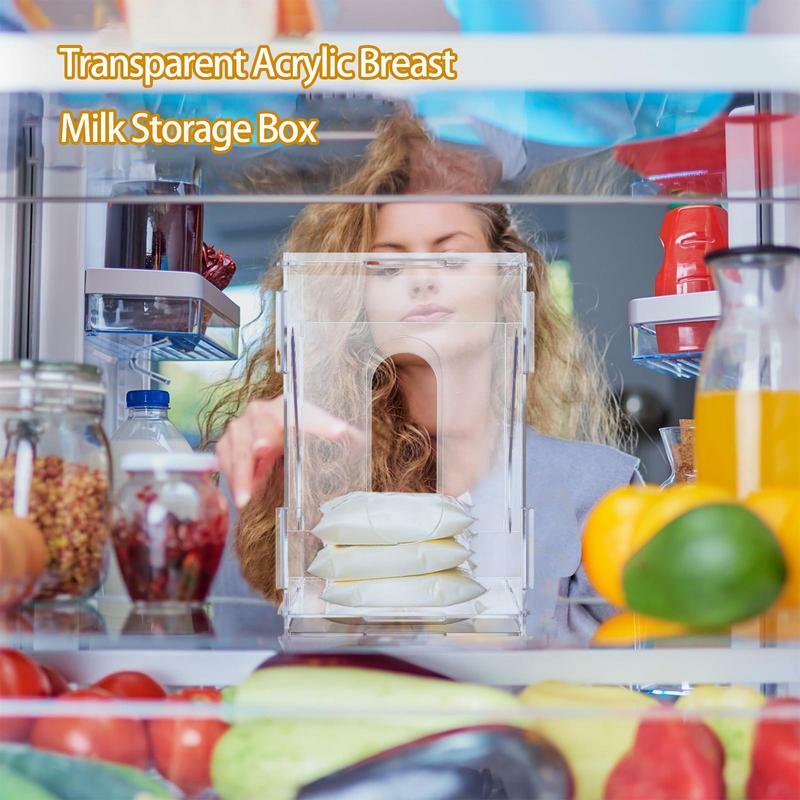 Contenedor de almacenamiento de leche materna, recipiente acrílico para congelador, organizador de leche materna