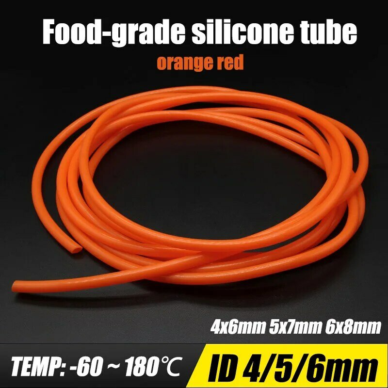 Manguera de tubo de goma de silicona de grado alimenticio, Flexible, insípida, resistente a altas temperaturas, 4x6/5x7/6x8mm, 1 metro, ID 4, 5, 6mm, 6mm
