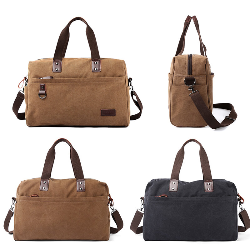 Men Canvas Handbag, Casual Business Bags Fit 15.6 inch Laptop, Fashion Fitness High Quality Travel Shoulder Bag