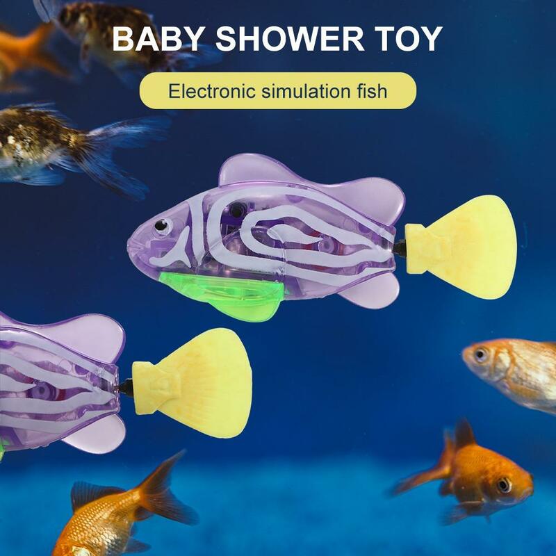 Juguete de agua de decoración para mascotas, juego de interior, luz LED, juguete de pez eléctrico para niños, juguetes de baño para bebés, pez eléctrico para nadar