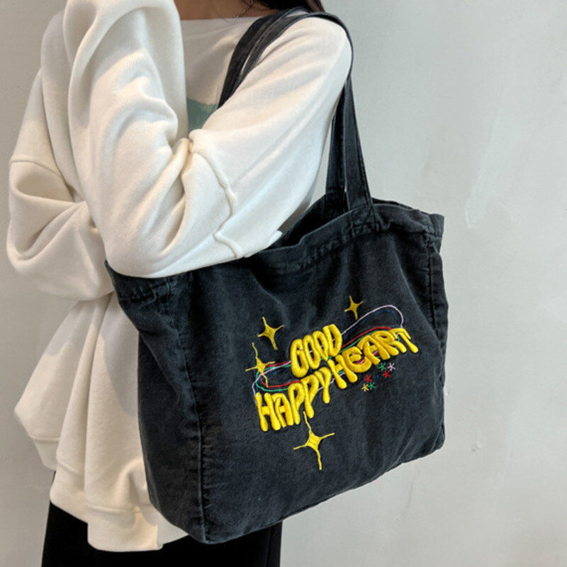 Duża pojemność uniwersalna torba na ramię dżinsowa płócienna damska torebka na co dzień dla kobiet wysokiej jakości Messenger luksusowy Crossbody New