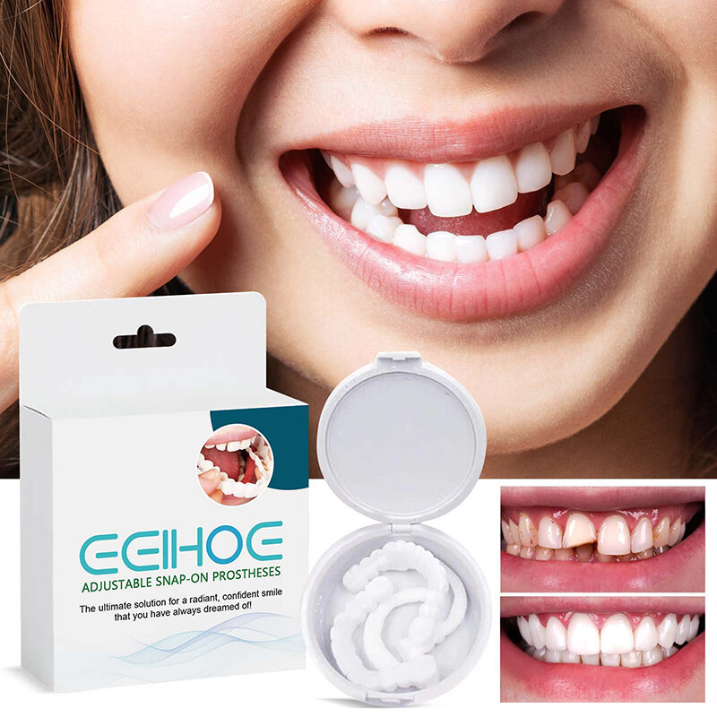 Ajustável dentadura dentes Set, instantâneo sorrindo folheado, clareamento dentes chaves, decorar as lacunas entre os dentes