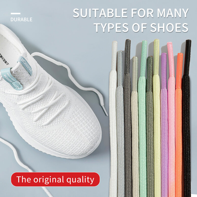 60Cm ~ 180Cm Tali Sepatu Olahraga Bundar untuk Pria Wanita Warna Kualitas Tinggi Poliester Klasik Putih Hitam Cocok untuk Semua Tali Sepatu
