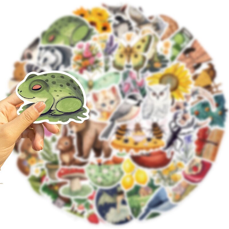 10/50 buah stiker dekorasi mobil Album koper Laptop mainan anak stiker grafiti Kawaii stiker kartun hewan hutan lucu campuran