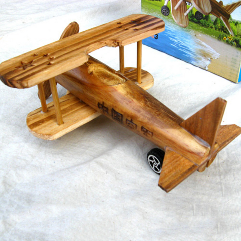 Modelo de avión de guerra de madera de escritorio, Avión de juguete artesanal para el hogar, Hotel y oficina