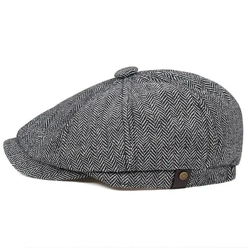 2024 Herren Flat Top Hut Efeu Gatsby Fahr mütze Herbst Winter Mode Zeitungs jungen Hut achteckige Hüte für Männer