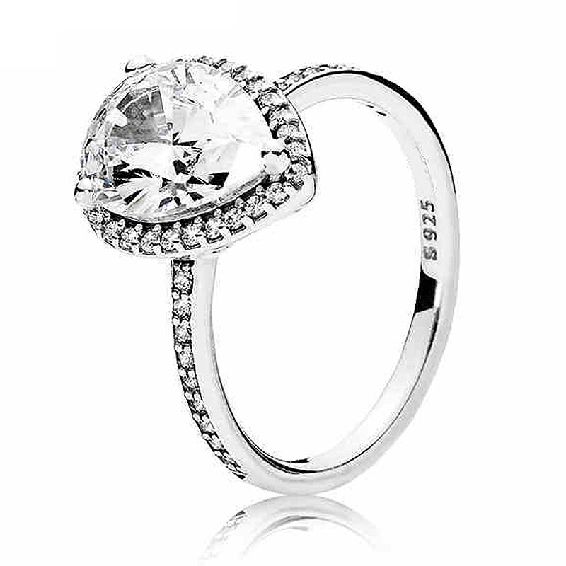 Anel de prata esterlina 925 com cristal para mulheres, anel vintage, coração de amor ligado, pérola, brilho radiante, seta, joias da moda