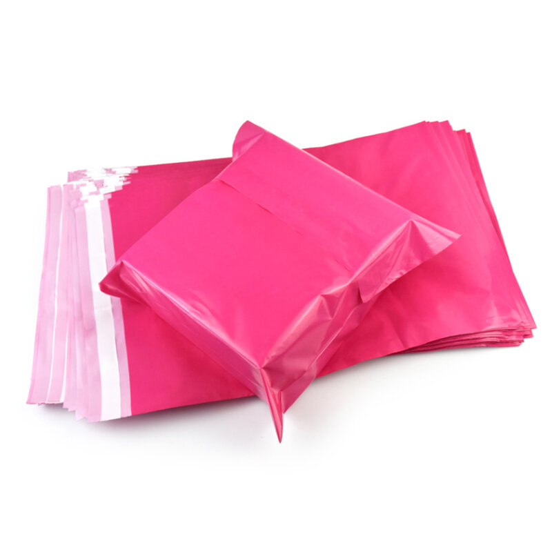 10 шт./лот, светло-розовые полиэтиленовые почтовые пакеты, водонепроницаемые почтовые конверты, плотные курьерские пакеты