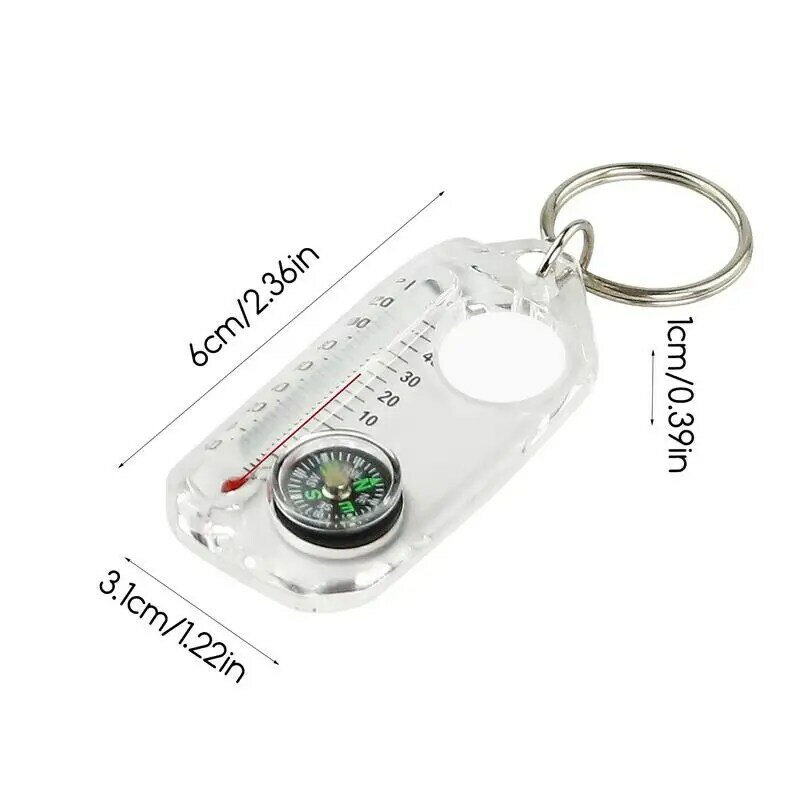 Small Compasses Thermometer Keychain Mini Pocket Sized Keyring Gear for Camping Hiking Backpacking Survival Emergency