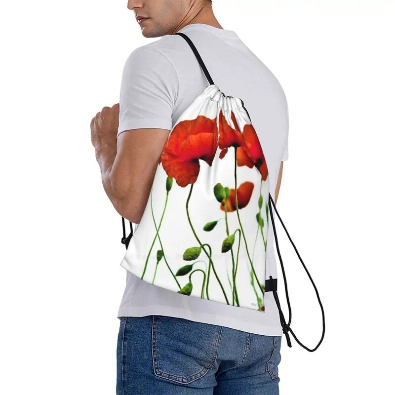 Poppies Large Capacity School Backpack Laptop Bags Poppy Poppies Red Flowers Floral Nature Beautiful Remembrance Day