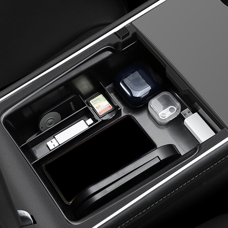 Caja de almacenamiento personalizada para Tesla Model 3 Y 2022, organizador de reposabrazos Central de coche, consola Central, cajón oculto