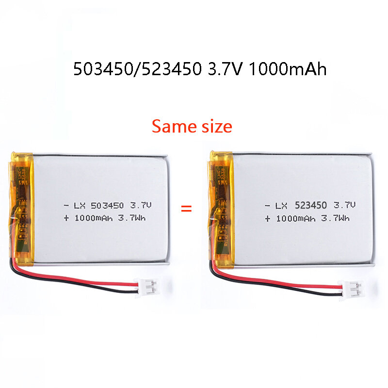 Batería recargable de polímero de litio para PS4, 503450/523450, 1000mAh, 3,7 V, para cámaras, GPS, altavoces Bluetooth, 3,7 V