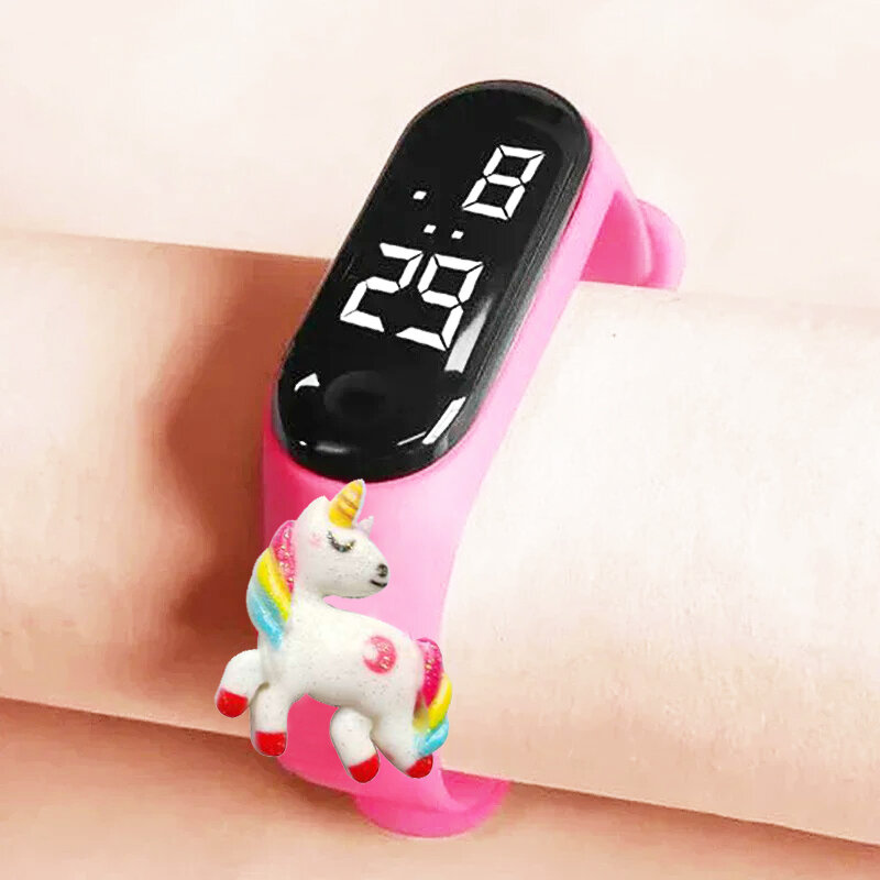 Jam tangan pintar anak laki-laki perempuan, gelang elektronik Digital sentuh putih tahan air untuk olahraga luar ruangan