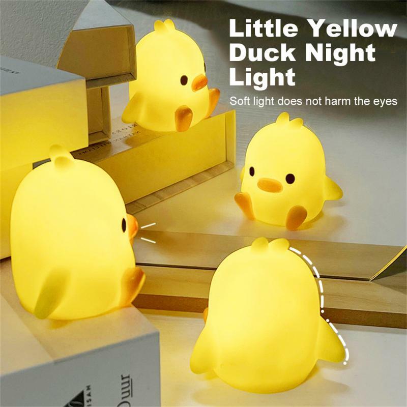 Cartoon niedlichen Ente Nachtlicht knopf batterie betriebene Nerdy Tier Nachtlicht Schlafzimmer Nachttisch lampe Desktop Ornament Nachtlichter