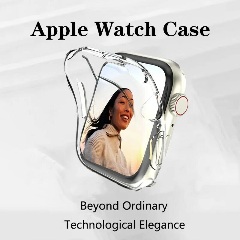 Защита экрана для Apple Watch Чехол 45 мм 41 мм 44 мм 40 мм 42 мм 38 мм, ТПУ чехол-бампер с полным покрытием, аксессуары для Iwatch Series 9 8 7 SE 6 3