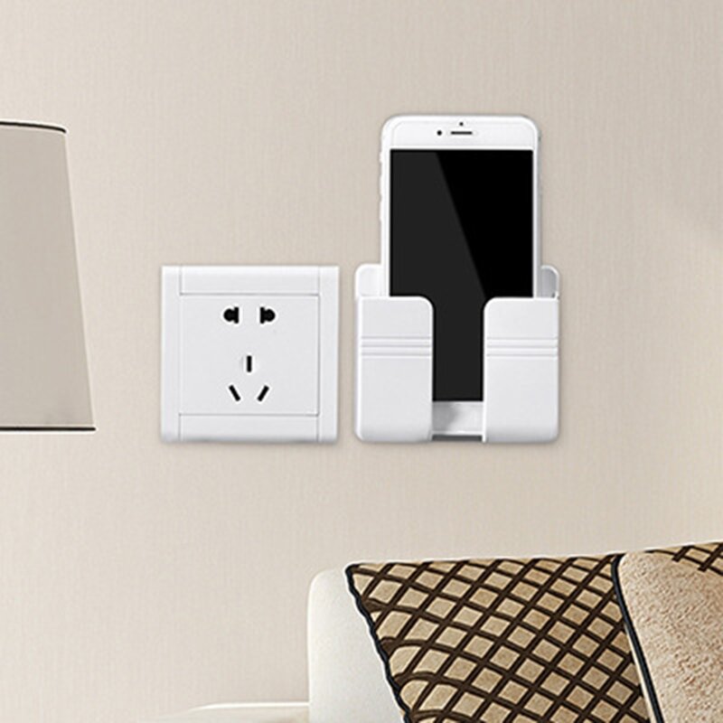 Rack Shelf Wall Mounted Mobile Phone Charging Holder Multifunction Bracket Self Adhesive Universal Stand Accessories