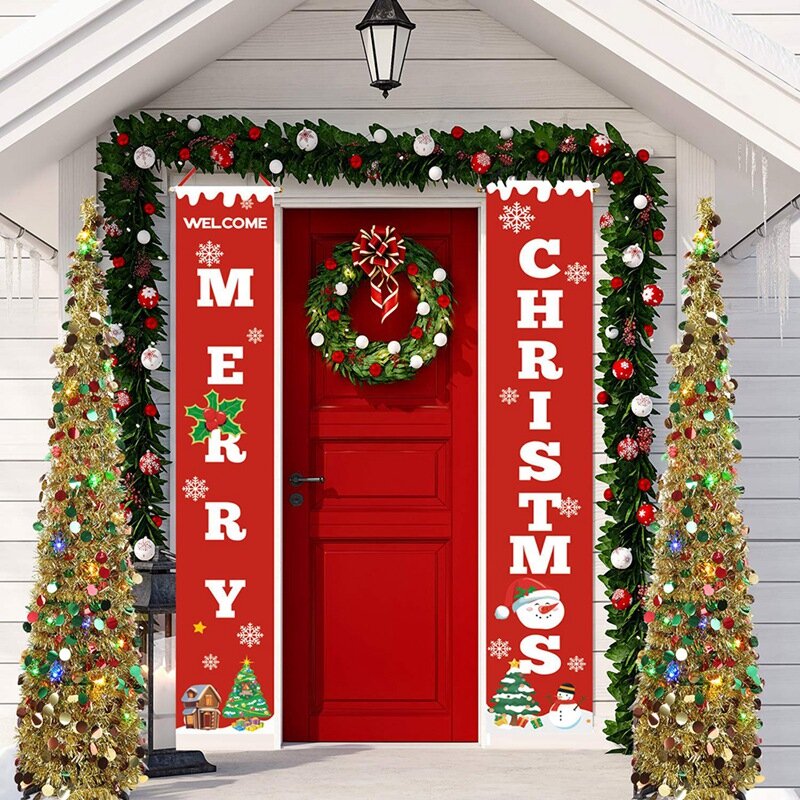 メリークリスマスバナー、ポーチ、暖炉、壁の看板、クリスマスの装飾の旗、屋外と屋内、新しい