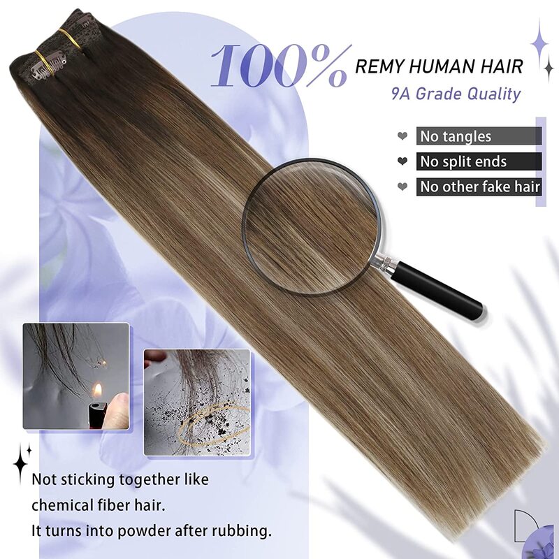 Moresoo-Clip em extensões de cabelo, cabelo natural real, Remy Straight Set, cabelo humano brasileiro, 5 PCs, 7 PCs, venda quente