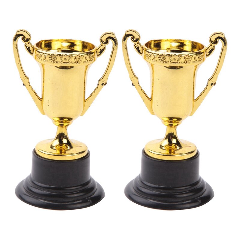 40 szt. Złotej nagrody puchary plastikowe złote trofea Mini nagrody i trofea dla dzieci w klasie szkolnej nagradza sport
