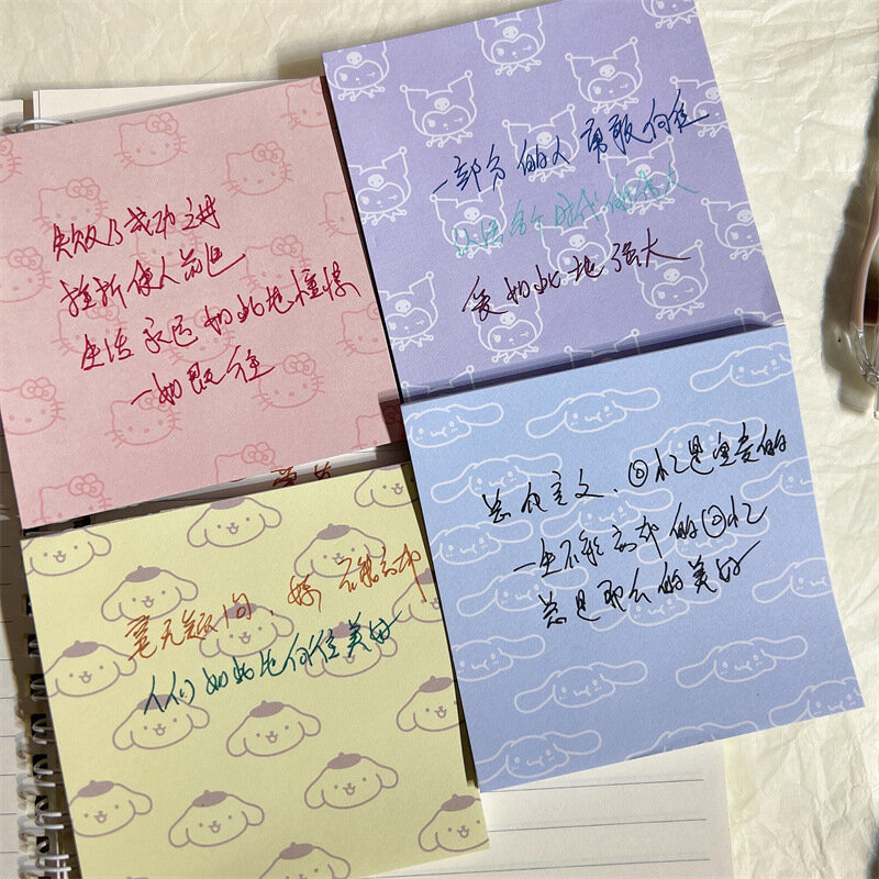 Kawaii Leuke Sanrio Hello Kitty Kuromi Cinnamoroll Pom Pom Purin Notepad Hand Account Sticker Meisje Kerst Cadeau Voor Kinderen