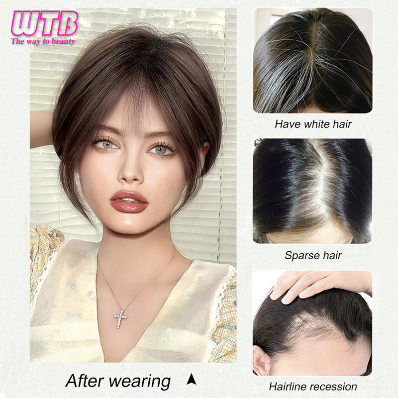 WTB-شعر مستعار اصطناعي للإناث ، الانفجارات الطبيعية نابض بالحياة ، غطاء الشعر الأبيض ، مناسب للارتداء اليومي