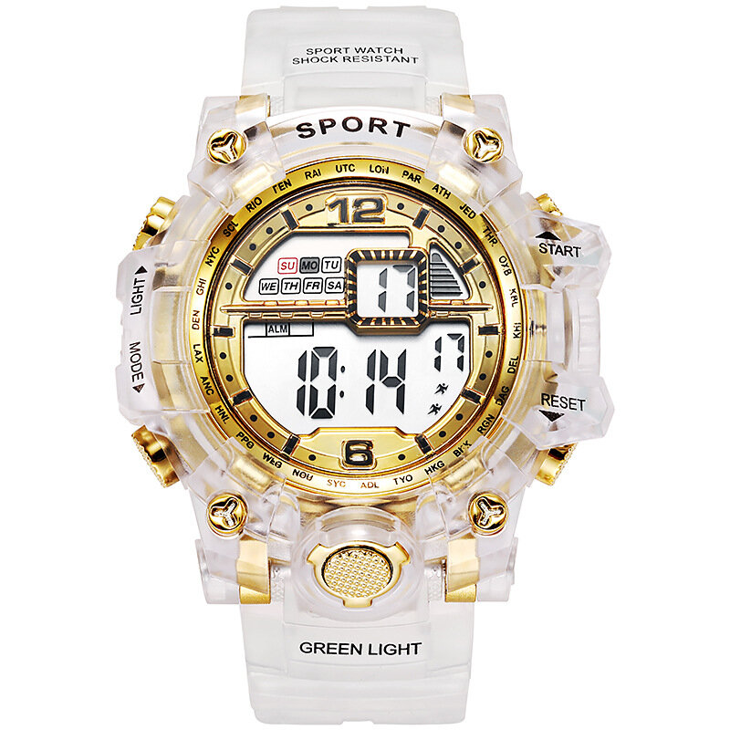 Reloj de moda para hombre y Mujer, electrónico Digital cronógrafo deportivo, transparente, dorado, regalo de San Valentín, arcoíris