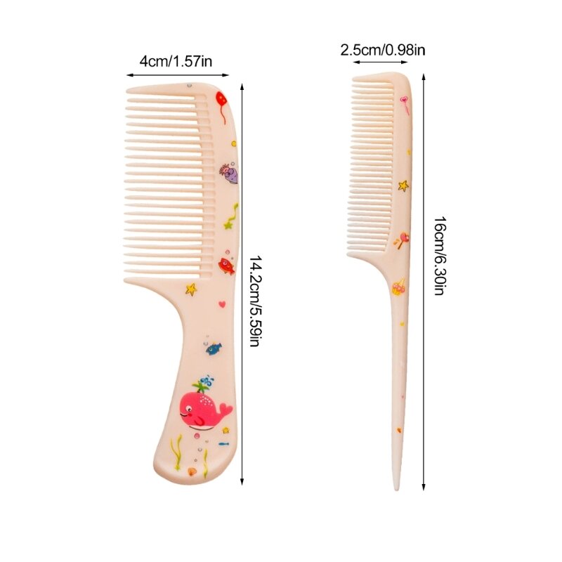 2Pcs/set Kids Hairdressing Comb Anti-static Pointed Tail Comb for Girls Kid