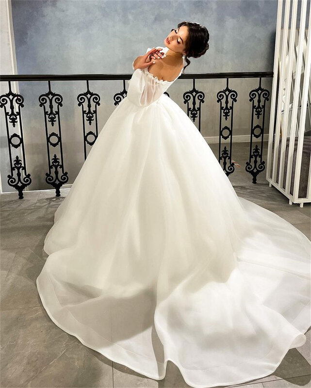 Женское элегантное платье с пышными рукавами, белое тонкое платье для выпускного вечера, 2023
