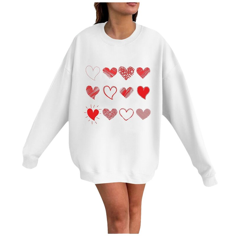Hoodies Women Unique New Women Pullovers Elegant O-Neck Long Sleeves Valentine'S Day Printed Women Sweatshirts Clothes For Women
