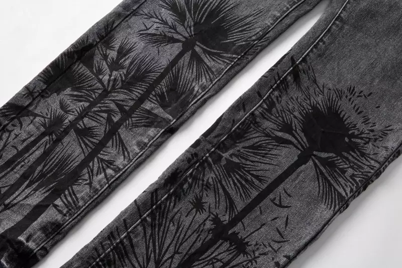 Najwyższej jakości fioletowe dżinsy marki ROCA spodnie w trudnej sytuacji z nadrukiem ołówkowa etykieta przyciemniana czarna naprawa niski wzrost obcisłe spodnie dżinsowe