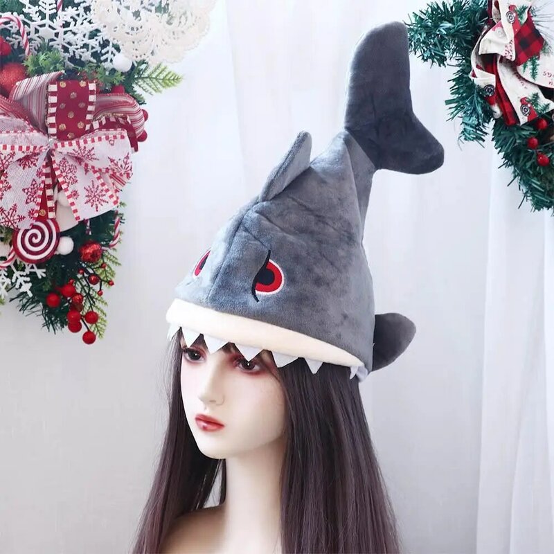 قبعة كوسبلاي القرش القطيفة للهالوين ، زي الأداء ، قبعة حيوان دافئة ، هدية عيد ميلاد ، الشتاء