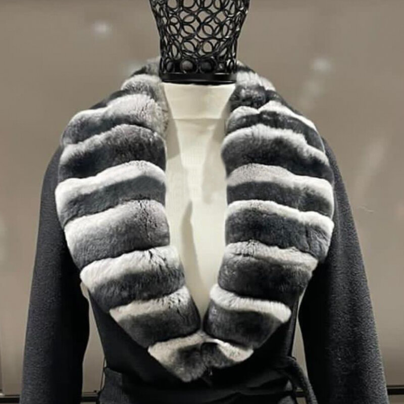 Cuello de piel auténtica de conejo Rex Natural, puños cálidos de alta calidad, moda de invierno, superventas