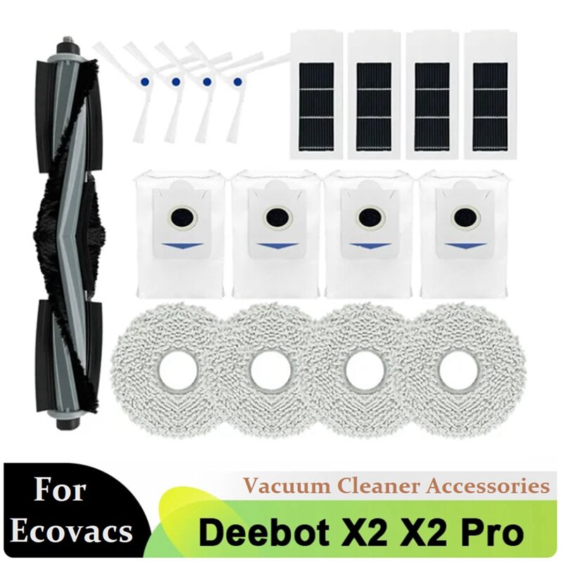 Suku cadang pengganti untuk Ecovacs Debot X2 / X2 Pro / X2 Omni Robot Vacuums sikat samping utama kain pel kantong debu