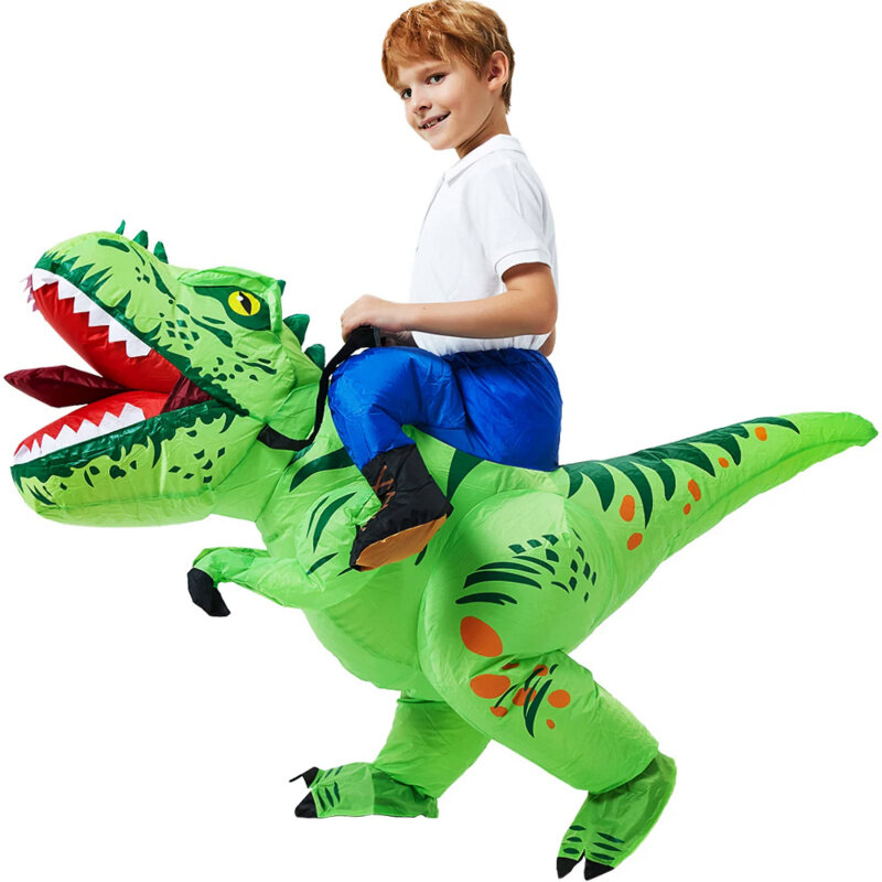 Dinossauro inflável para adultos e crianças, T-Rex, mascote, anime engraçado, traje de Natal e Halloween, vestido cosplay, trajes de festa, novo